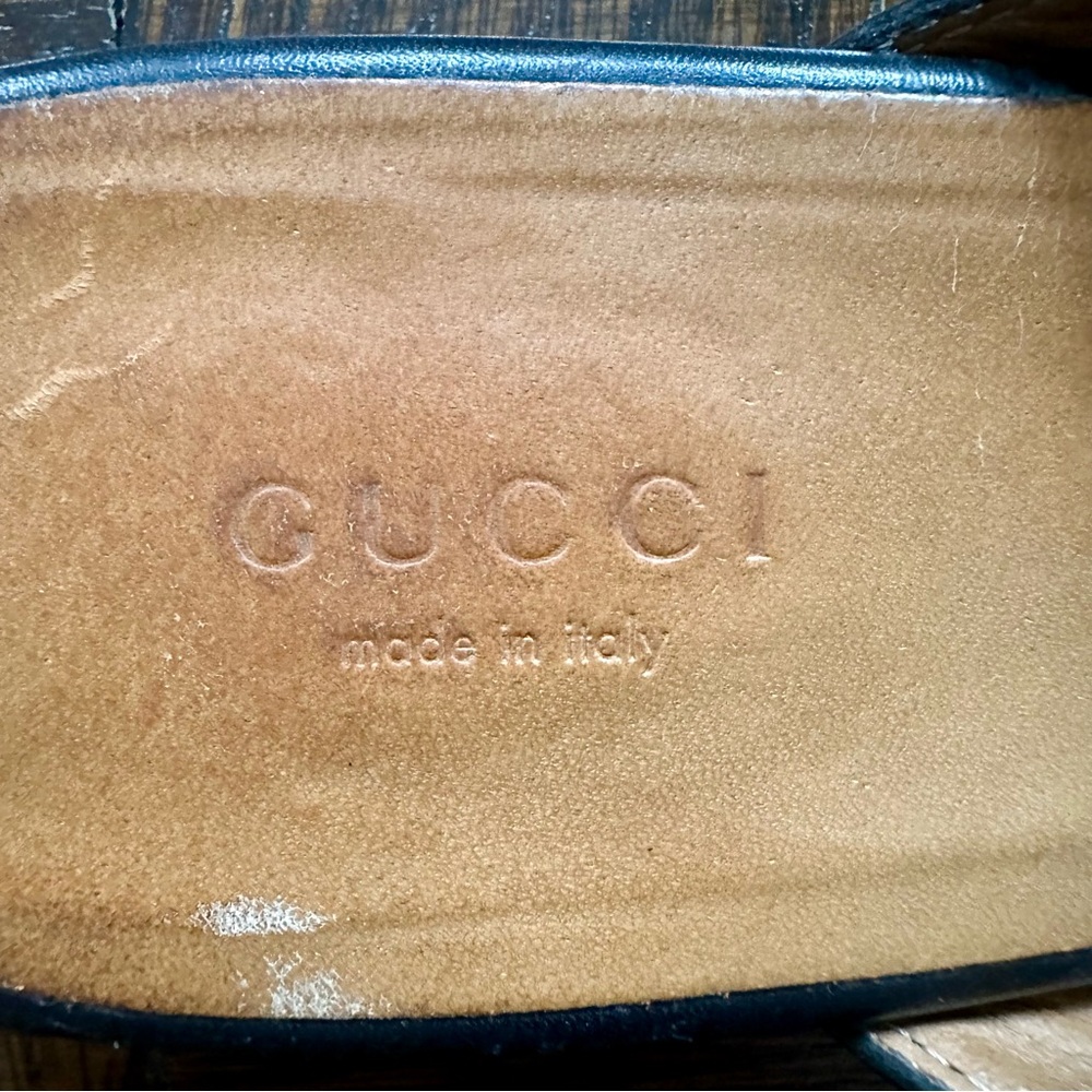 GUCCI PRINCETOWN BLACK LEATHER MULE SLIDES - SIZE 39.5 - Picture 8 of 12